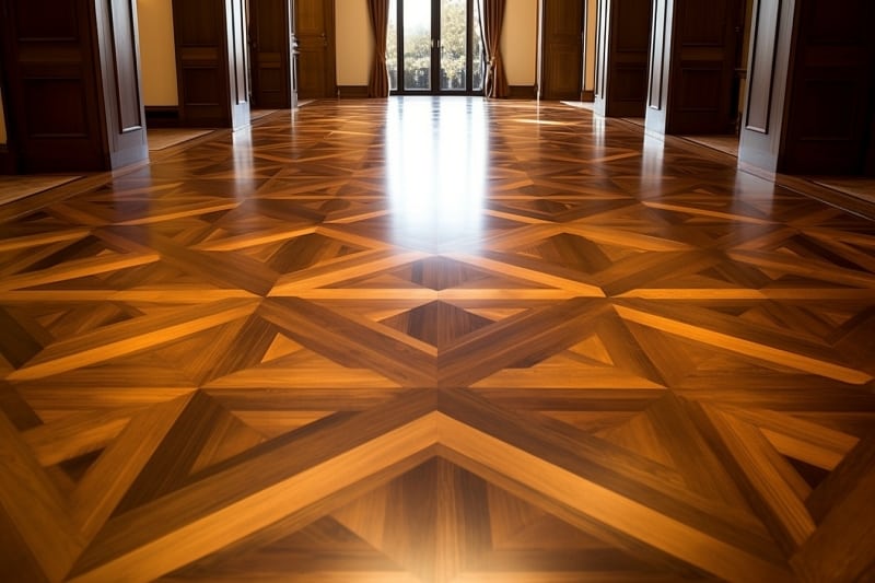 Složitý vzor skládání podlahy – intarzie